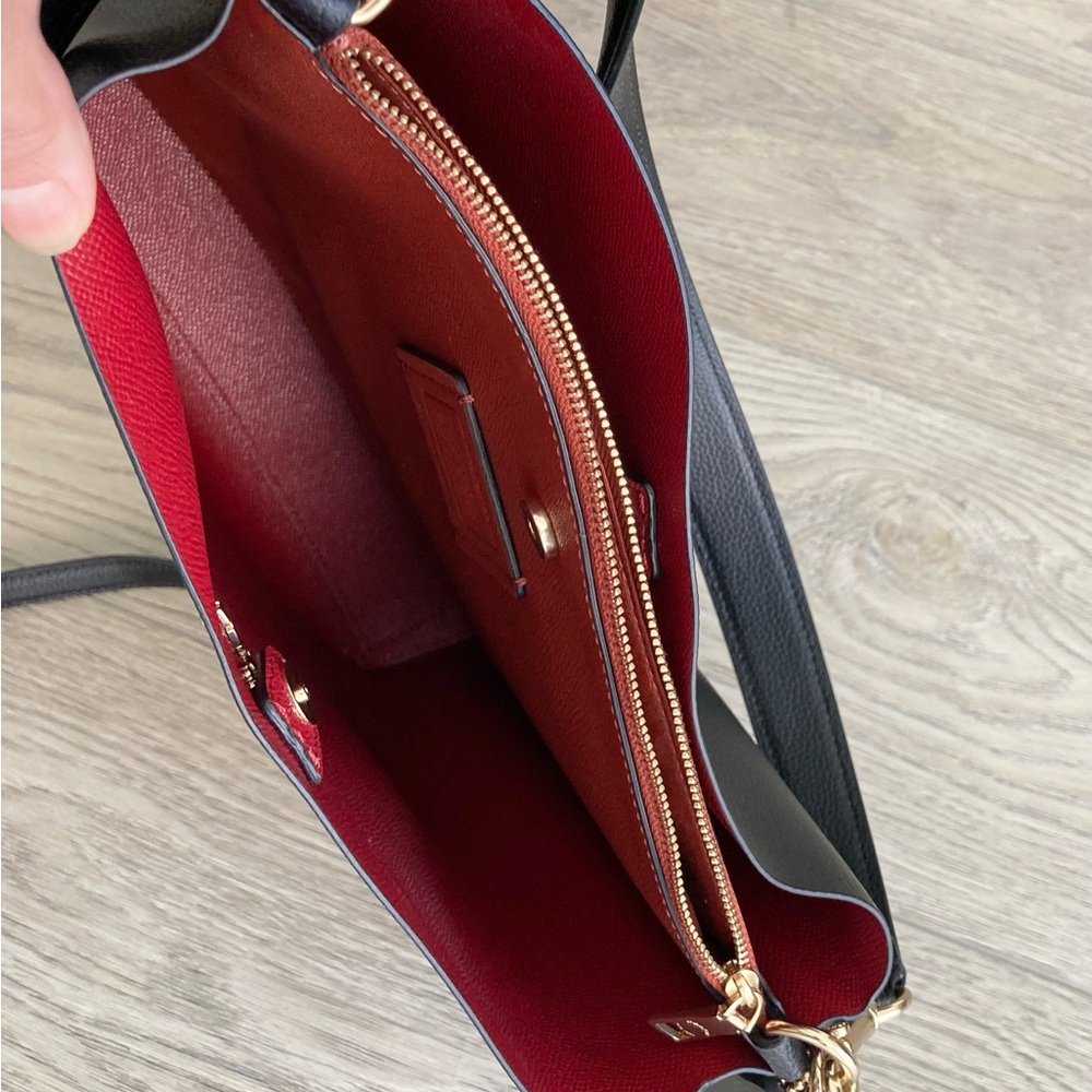 Coach Black Leather Shoulder Bag with Gold Accents - Picture 5 of 11